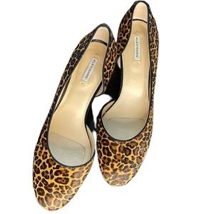 Alex Marie Martel Calf Hair Leopard Print Round Toe Heels Beautiful Condition